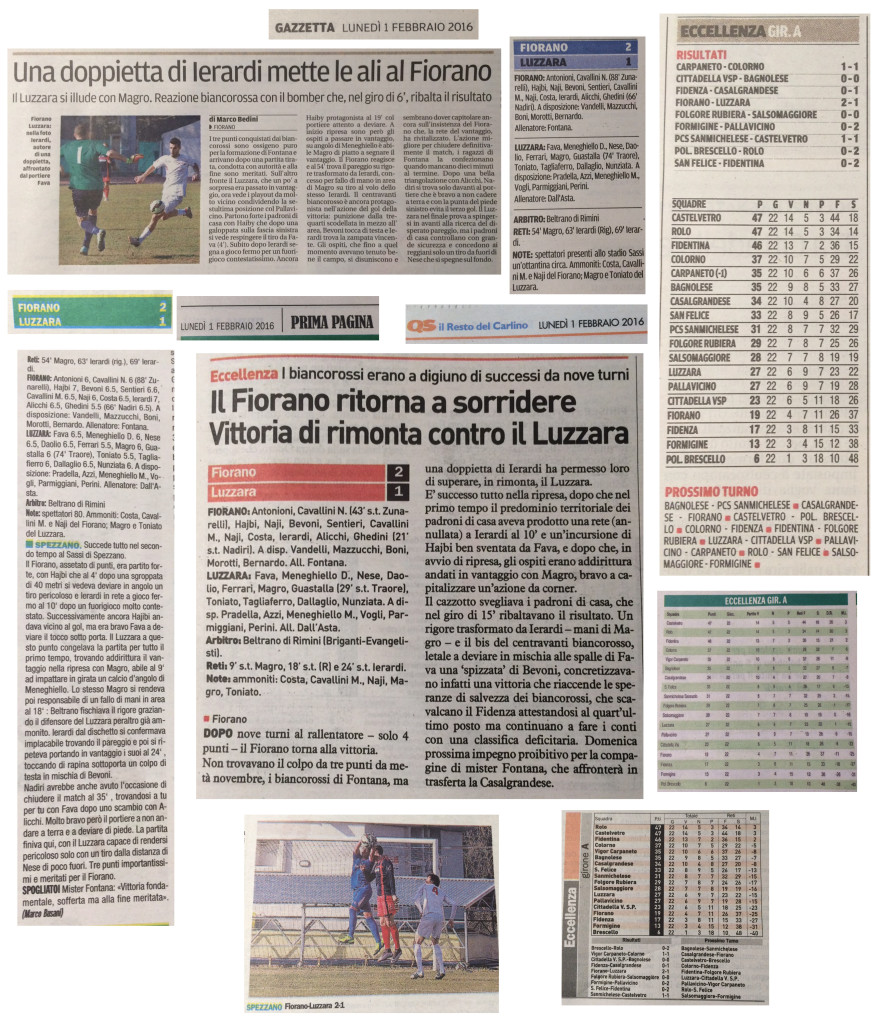 Rassegna Stampa 1 Febbraio 2016 - AC Fiorano